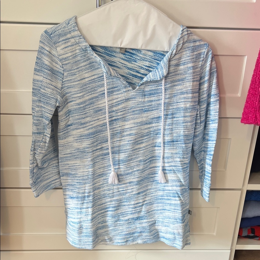 Talbots Blue and White Knit Sweater